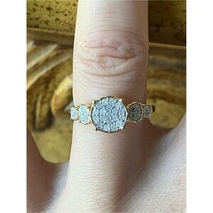 Natural White Diamond Sterling Silver Ring Size 6.75